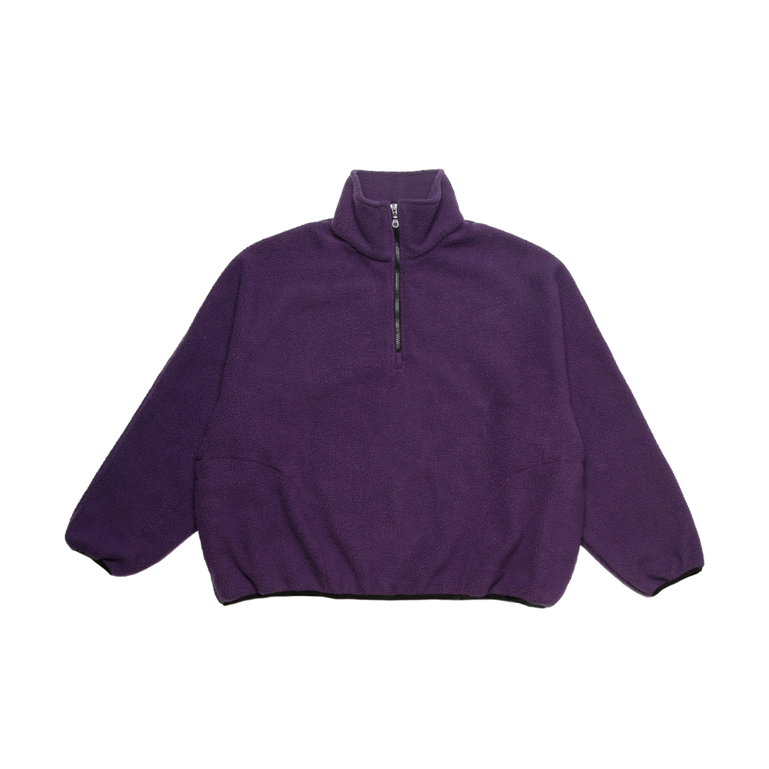 FLEECE HALF-ZIP PULLOVER — AUBERGINE