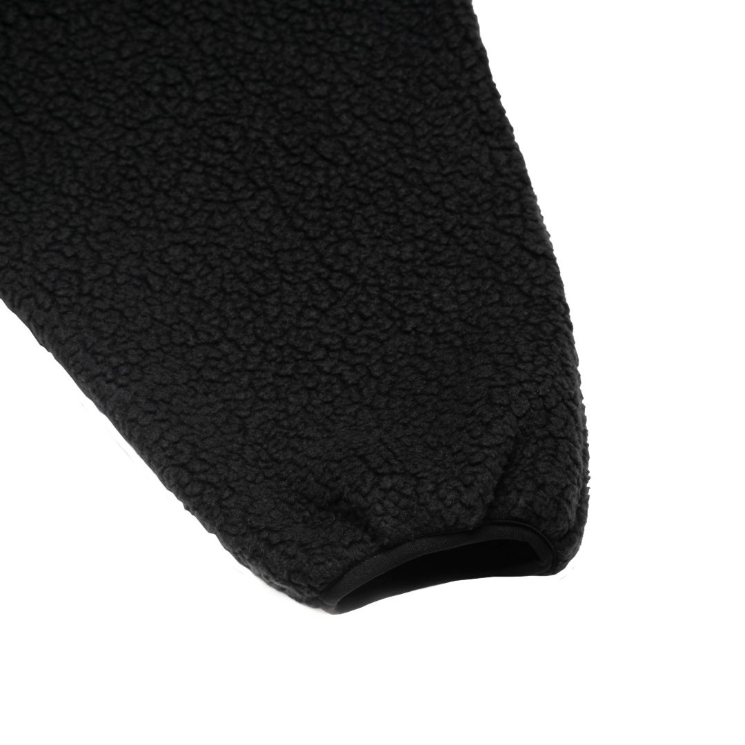 FLEECE HALF-ZIP PULLOVER — BLACK