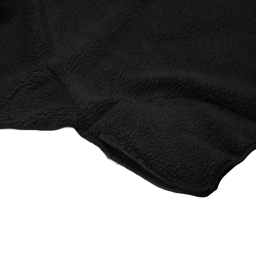 FLEECE HALF-ZIP PULLOVER — BLACK