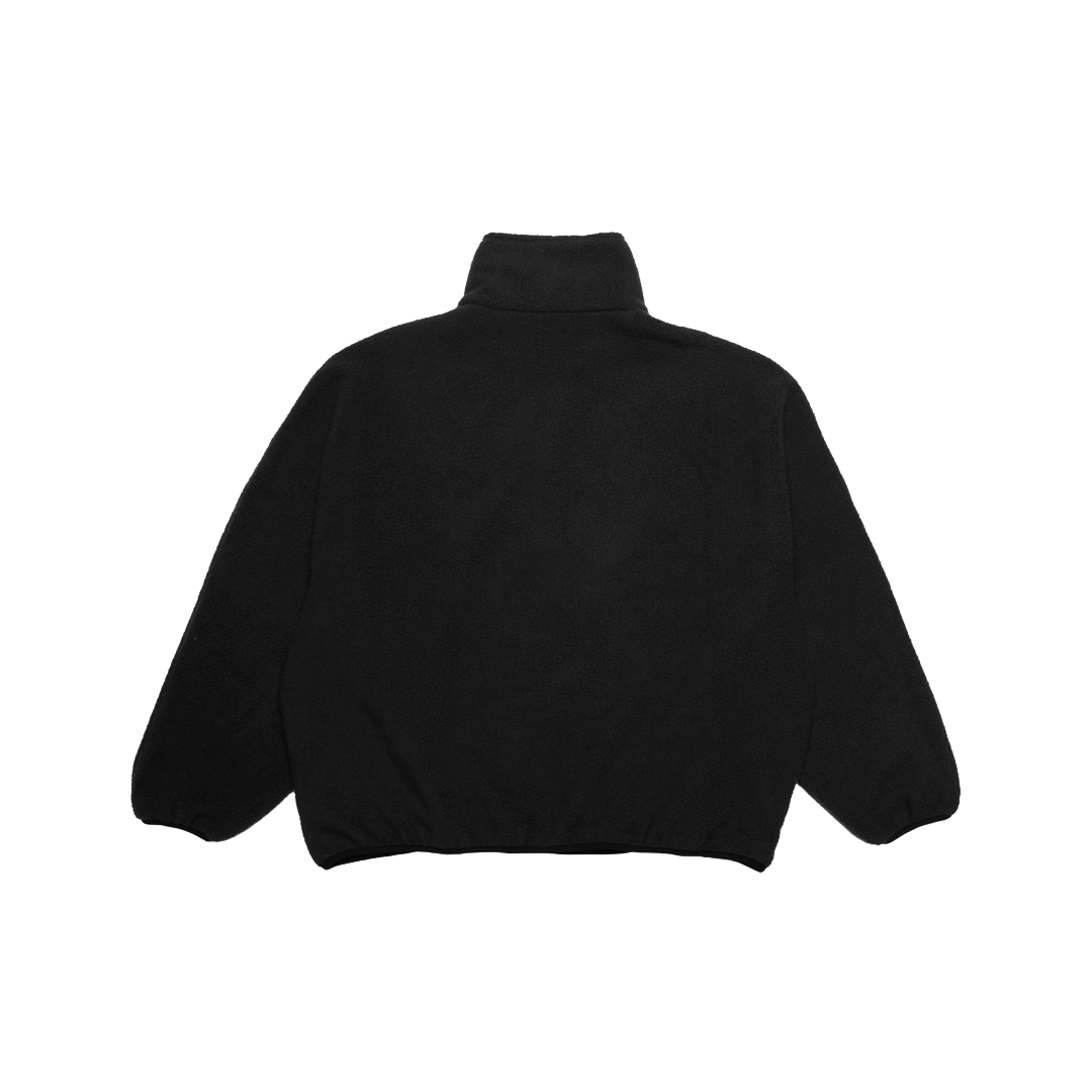 FLEECE HALF-ZIP PULLOVER — BLACK