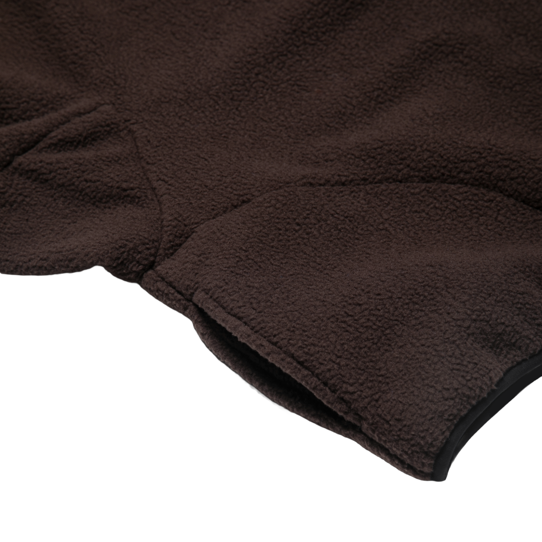 FLEECE HALF-ZIP PULLOVER — BROWN