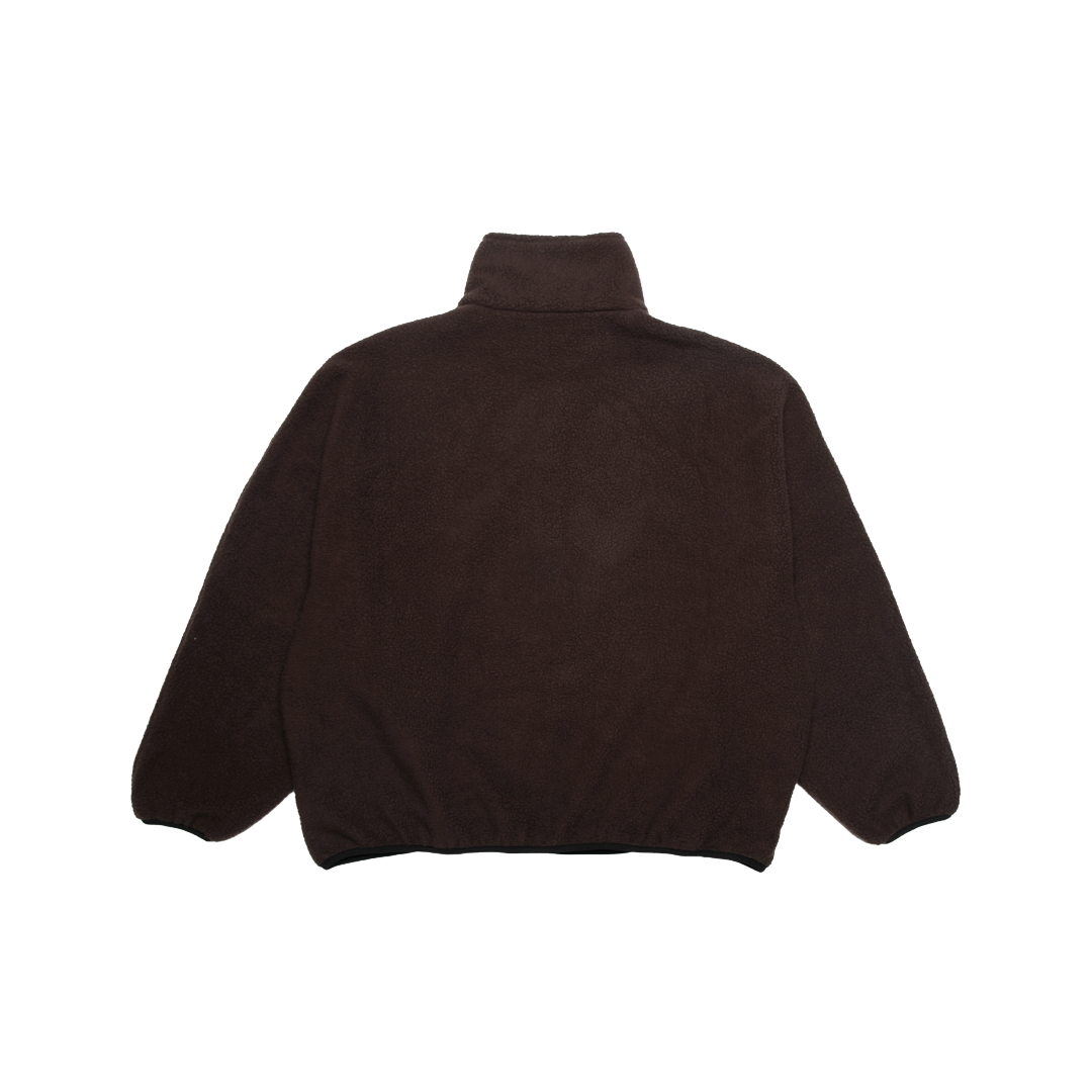 FLEECE HALF-ZIP PULLOVER — BROWN