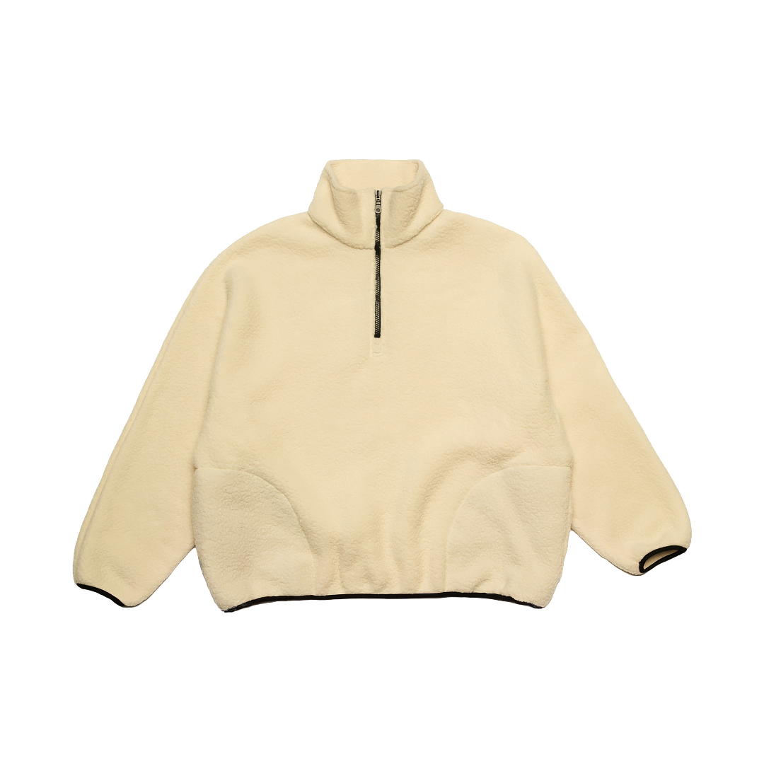FLEECE HALF-ZIP PULLOVER — BUTTER