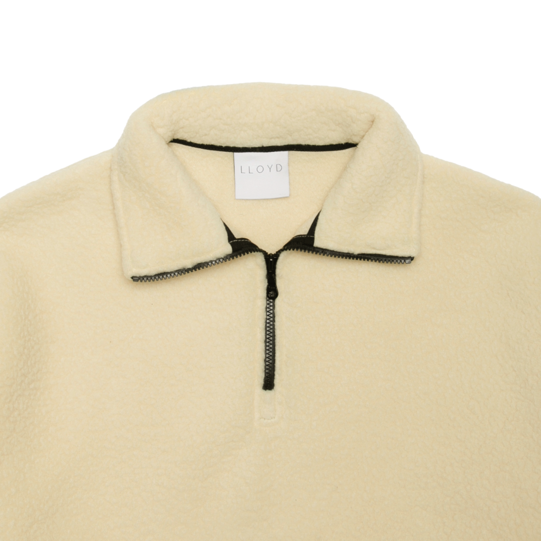 FLEECE HALF-ZIP PULLOVER — BUTTER
