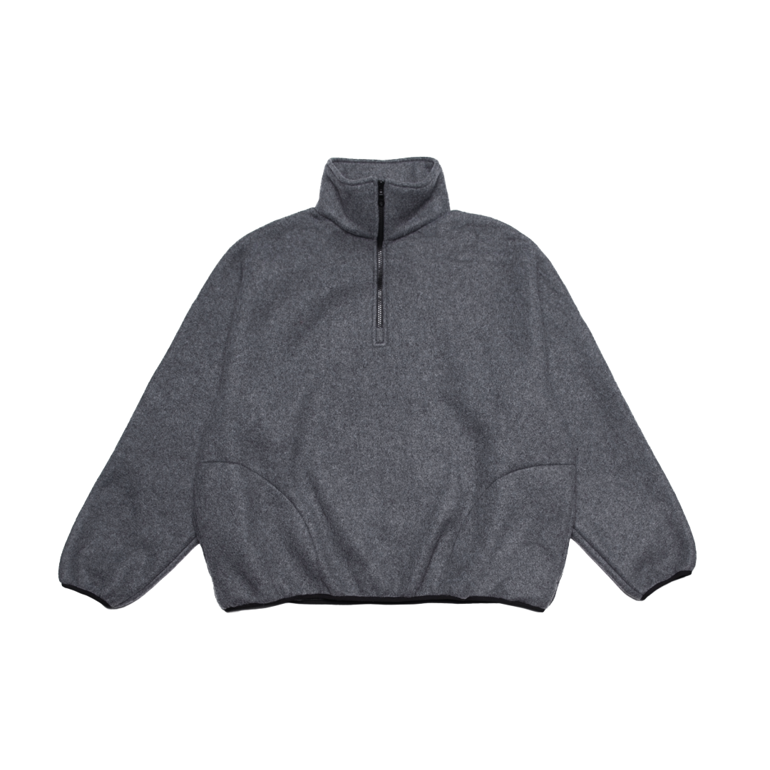 FLEECE HALF-ZIP PULLOVER — GREY