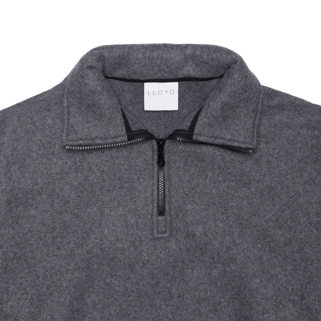 FLEECE HALF-ZIP PULLOVER — GREY