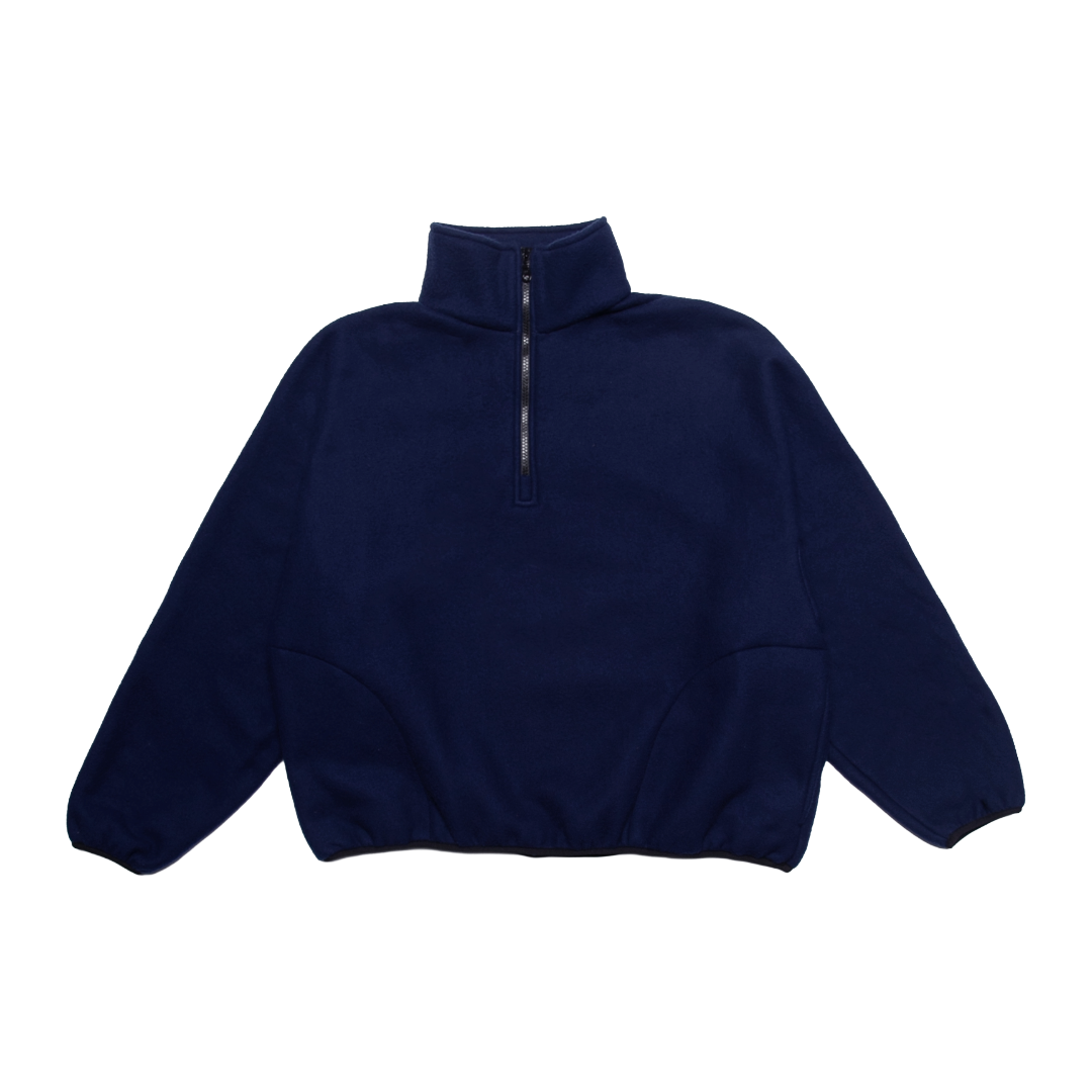 FLEECE HALF-ZIP PULLOVER — NAVY