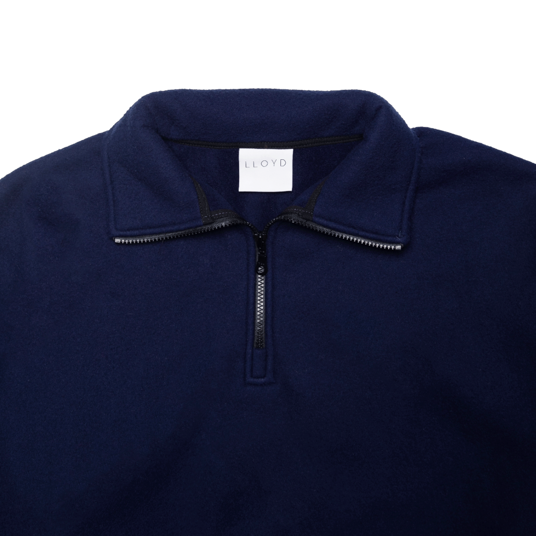 FLEECE HALF-ZIP PULLOVER — NAVY