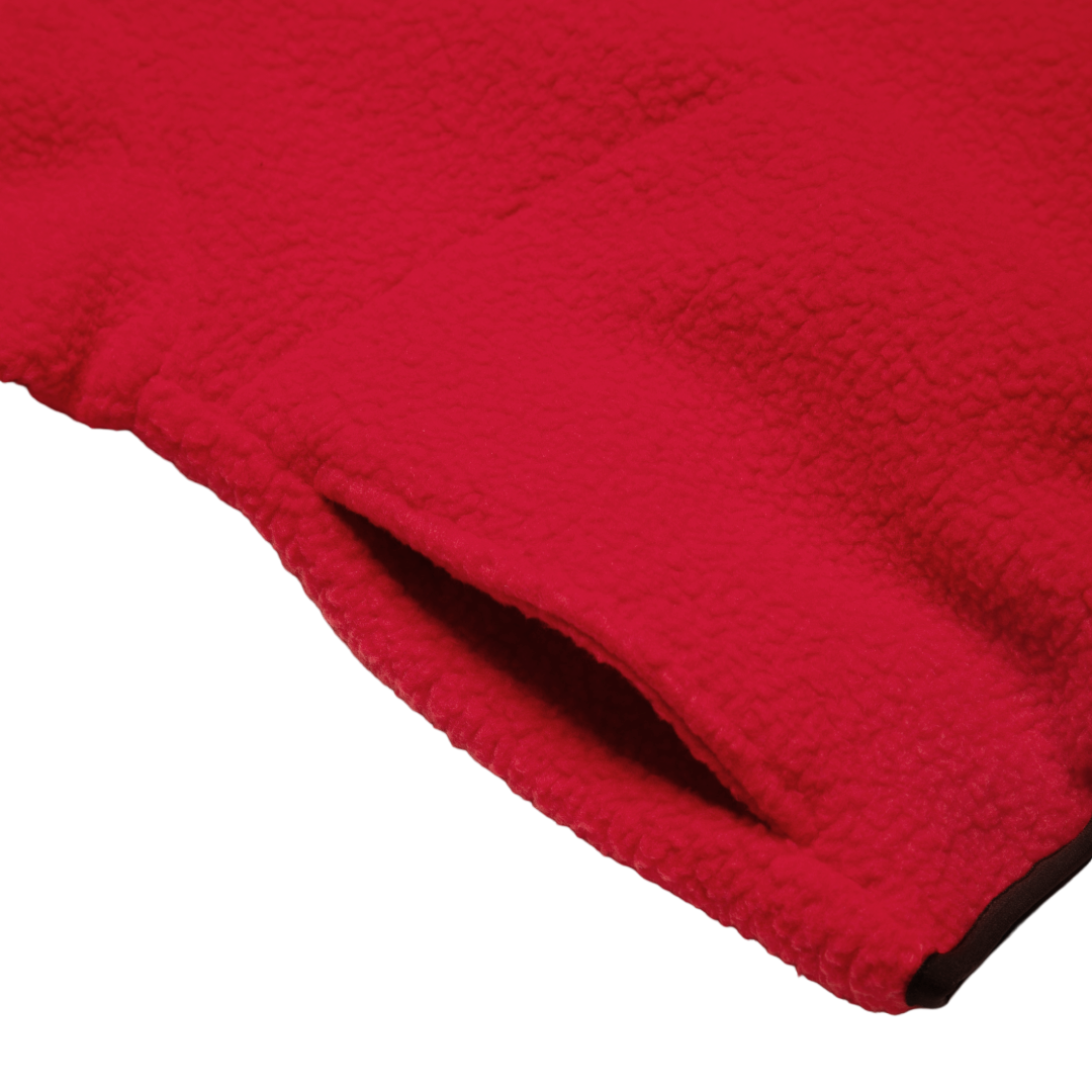 FLEECE HALF-ZIP PULLOVER — RED
