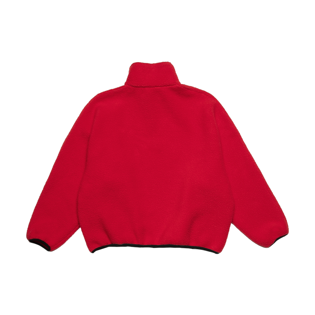 FLEECE HALF-ZIP PULLOVER — RED