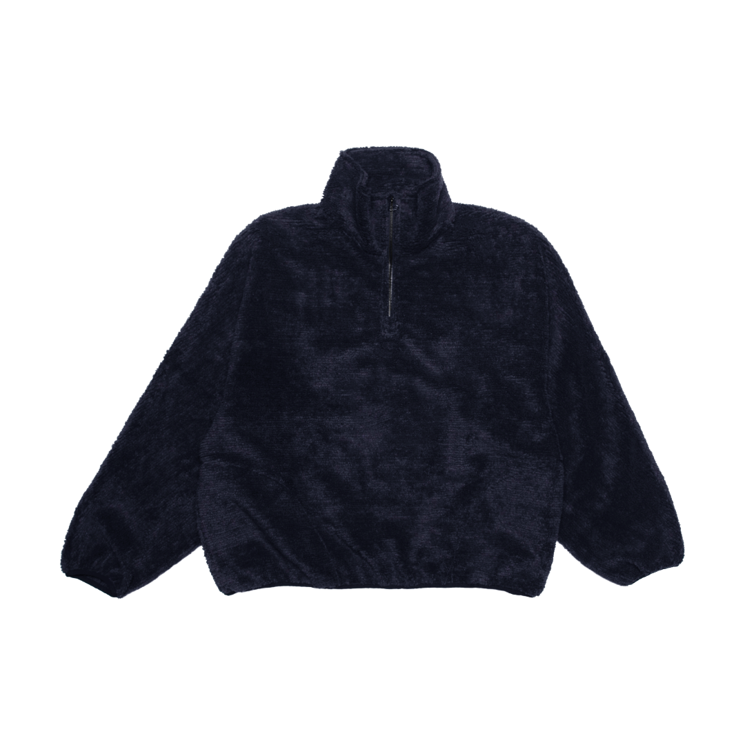 TERRY HALF-ZIP PULLOVER — NAVY