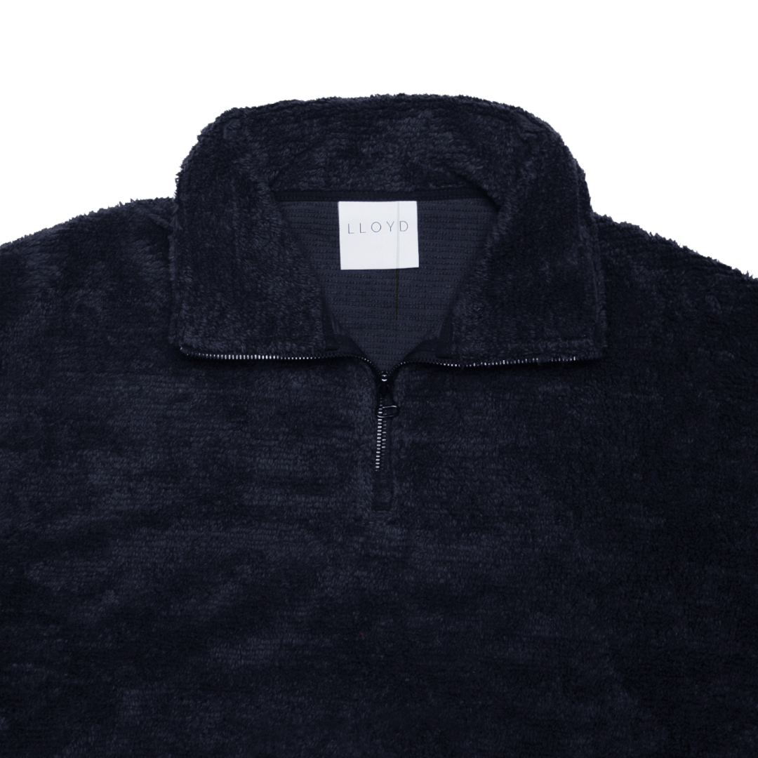 TERRY HALF-ZIP PULLOVER — NAVY