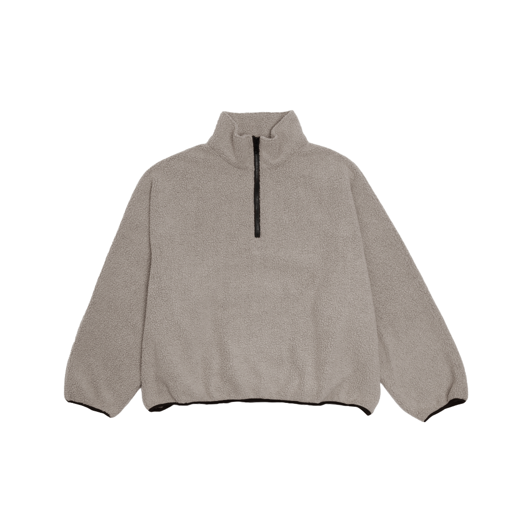FLEECE HALF-ZIP PULLOVER  —  PEARL