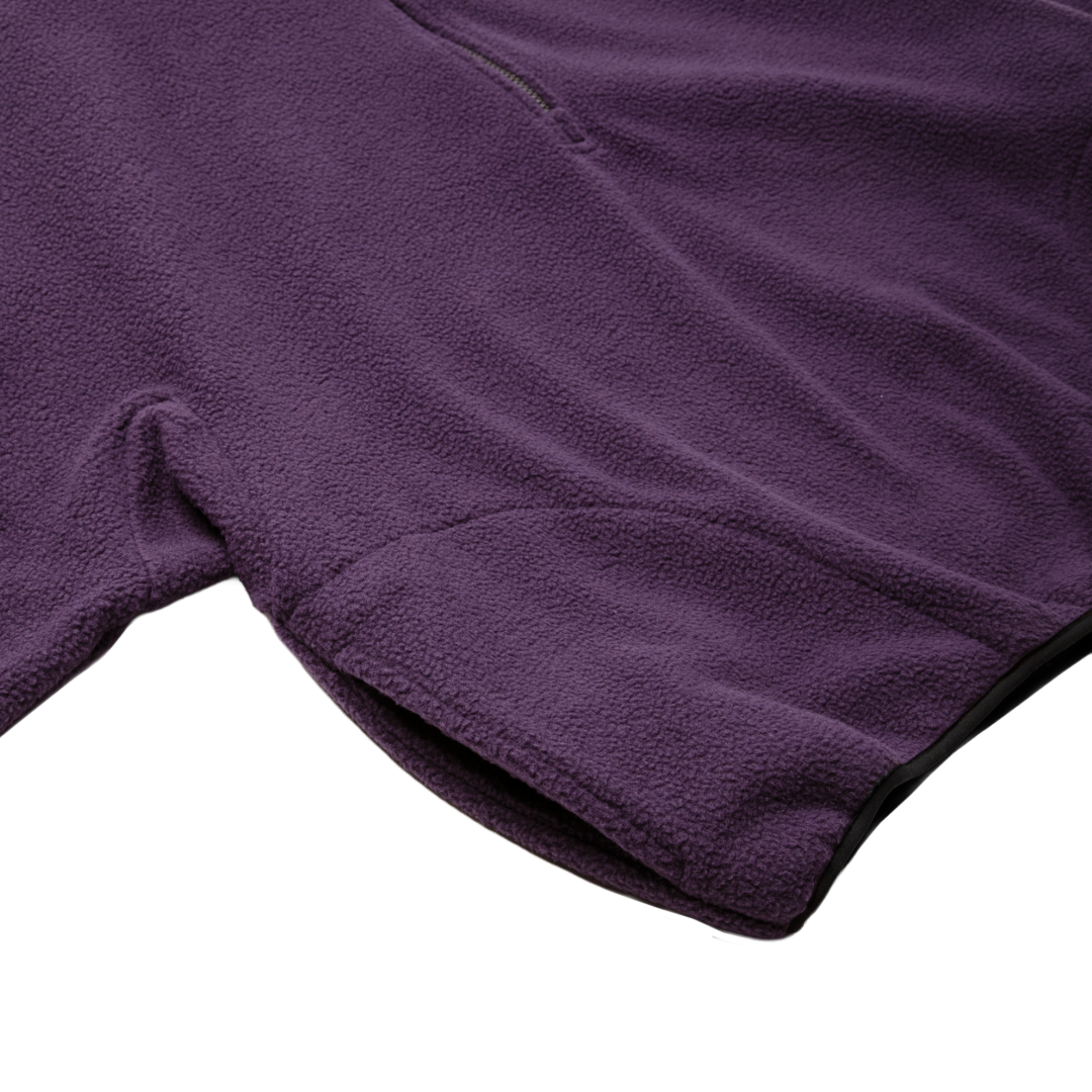 FLEECE HALF-ZIP PULLOVER — AUBERGINE