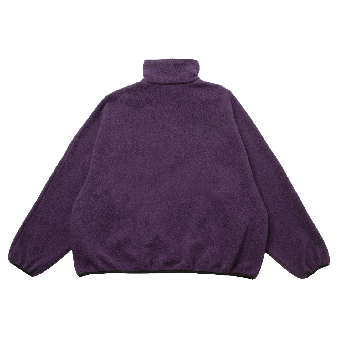 FLEECE HALF-ZIP PULLOVER — AUBERGINE