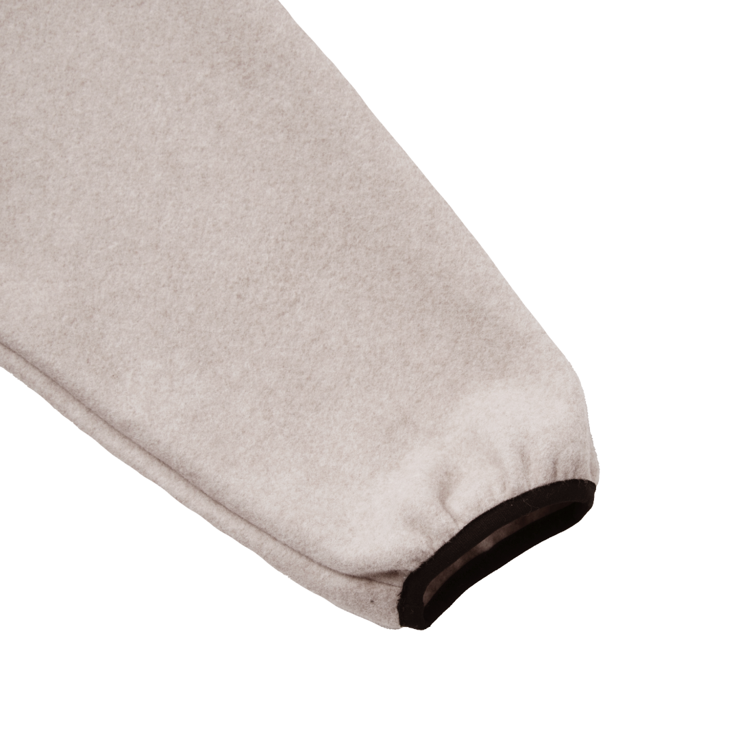 COTTON HALF-ZIP PULLOVER — BEIGE