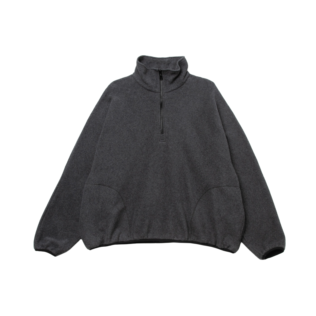 COTTON HALF-ZIP PULLOVER — DARK GREY