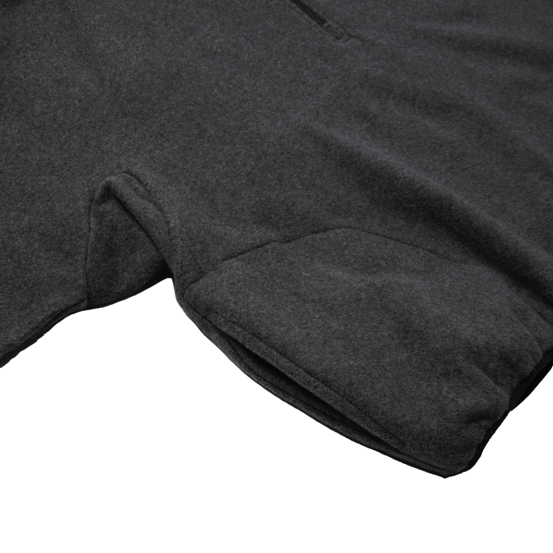 COTTON HALF-ZIP PULLOVER — DARK GREY