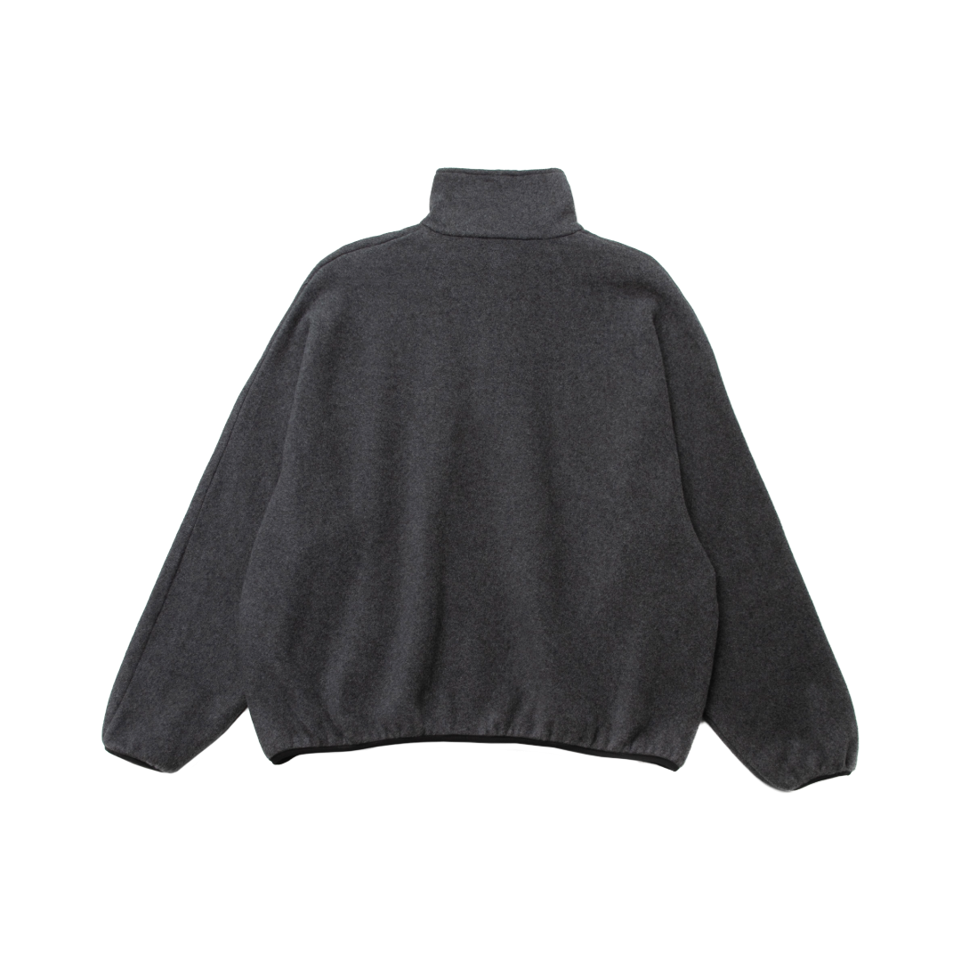 COTTON HALF-ZIP PULLOVER — DARK GREY