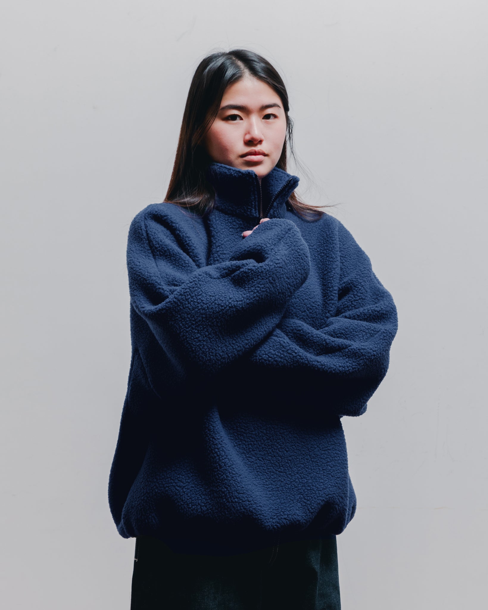 FLEECE HALF-ZIP PULLOVER  —  NU BLUE