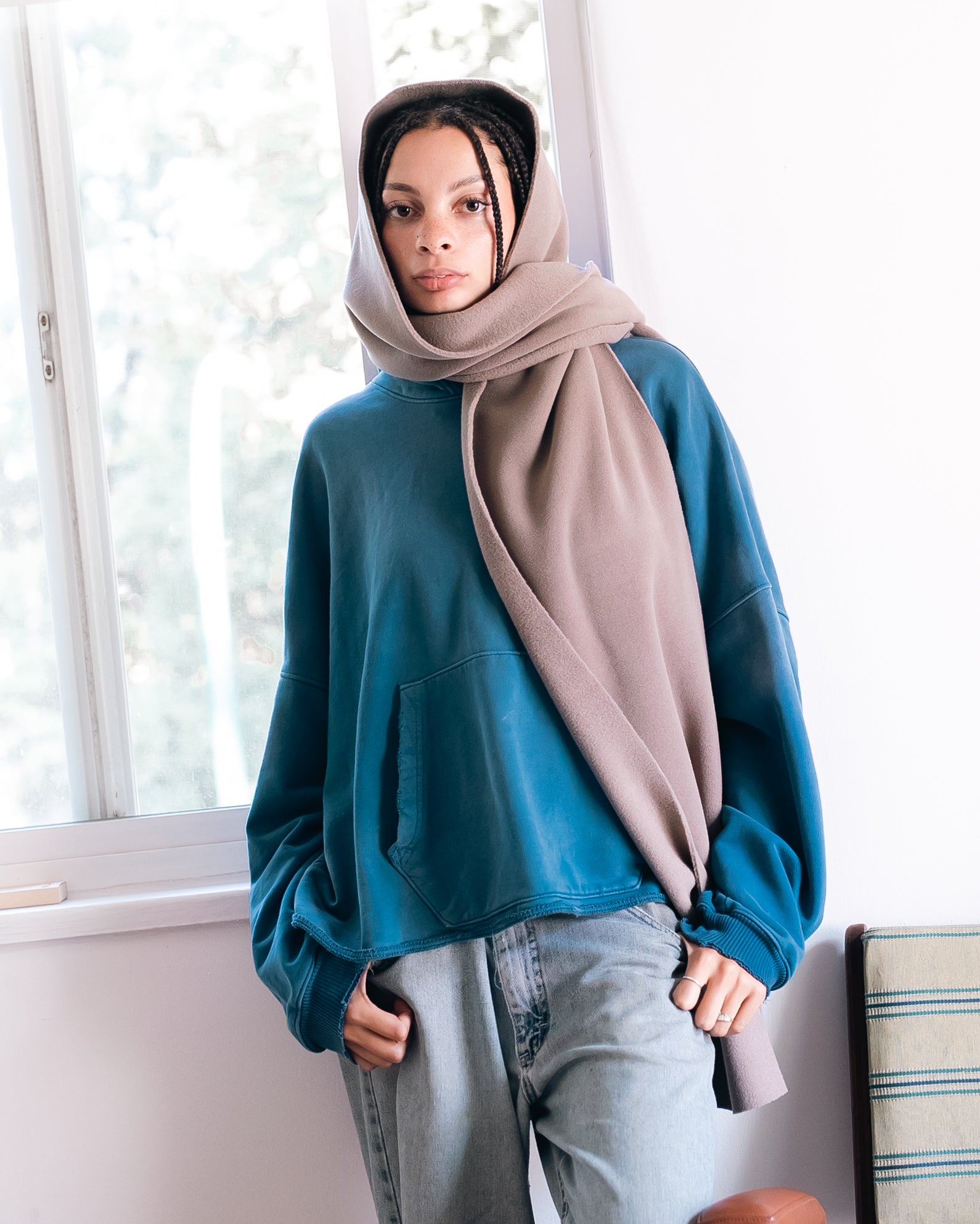 HOODED SCARF — POLAR TAUPE