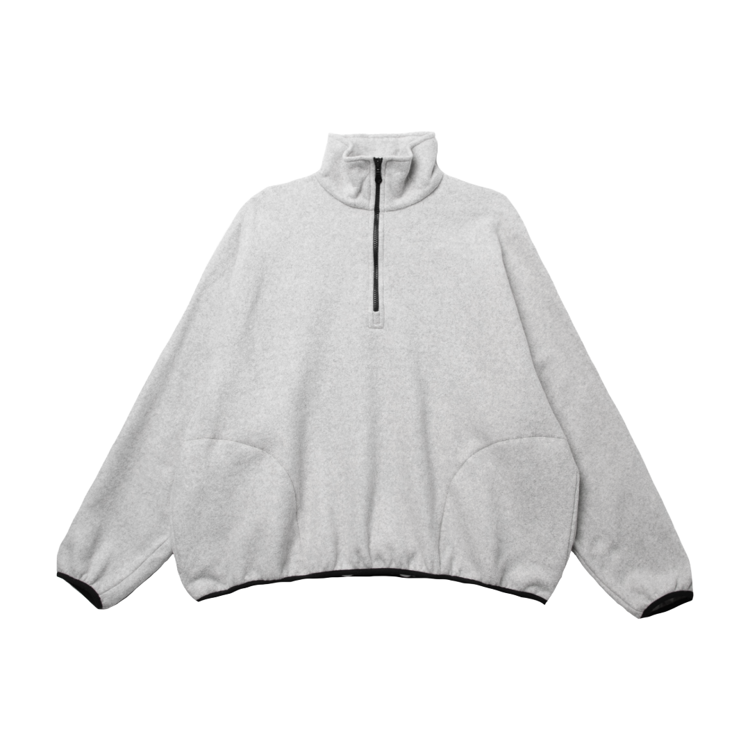 COTTON HALF-ZIP PULLOVER — LIGHT GREY