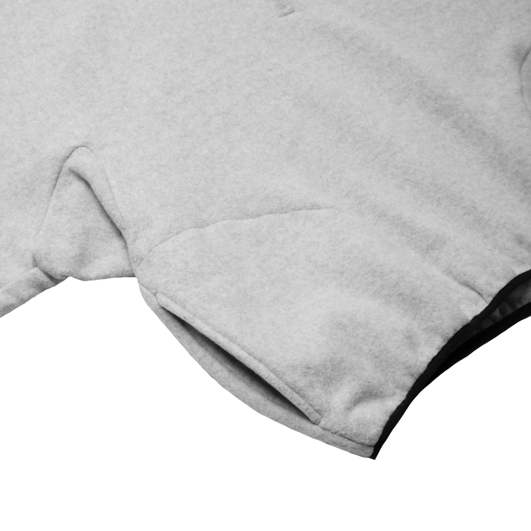 COTTON HALF-ZIP PULLOVER — LIGHT GREY