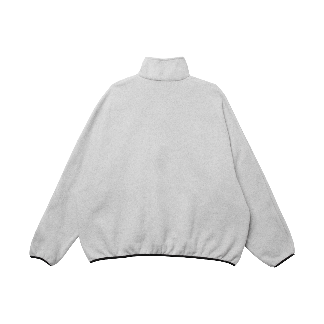 COTTON HALF-ZIP PULLOVER — LIGHT GREY