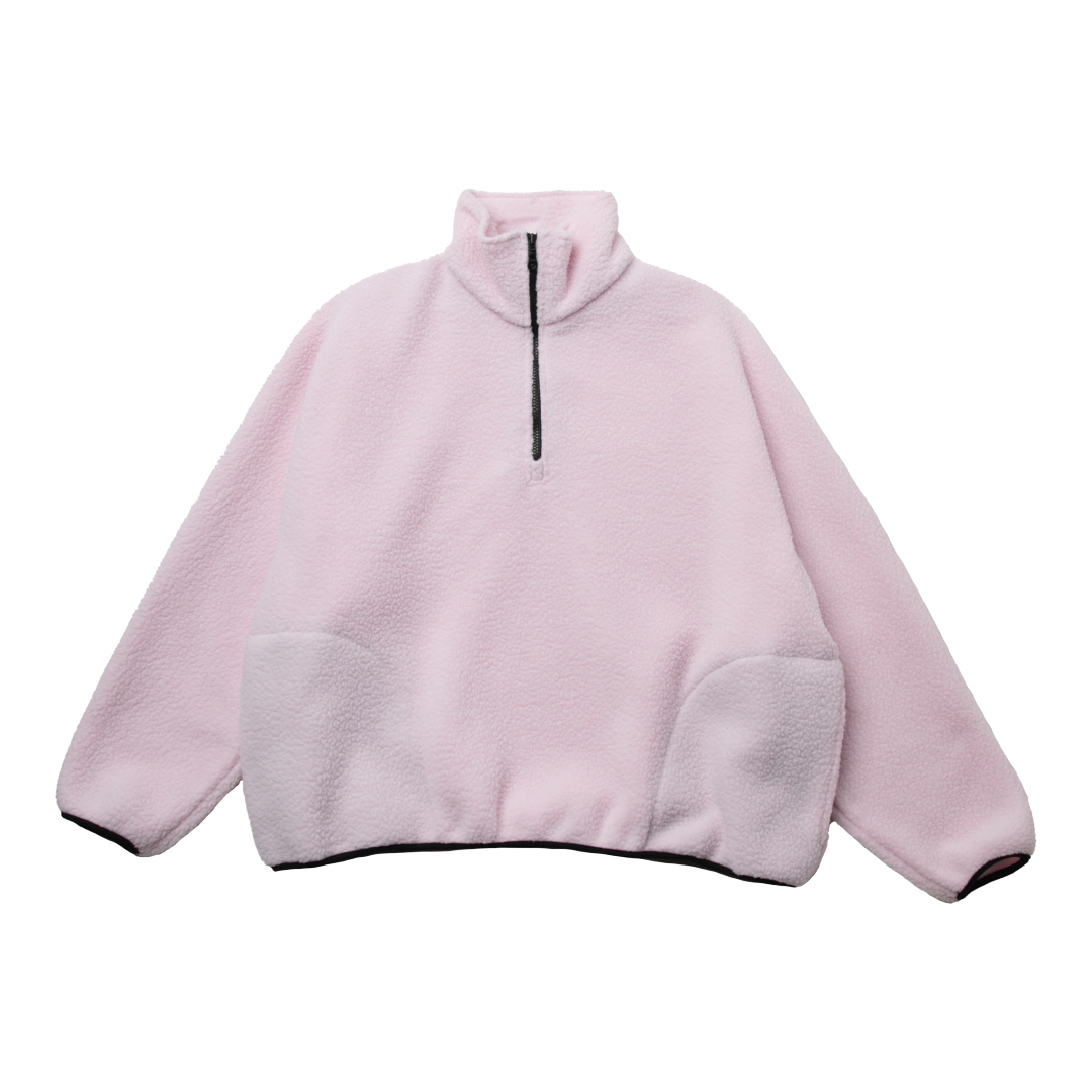 FLEECE HALF-ZIP PULLOVER — ROMI PINK