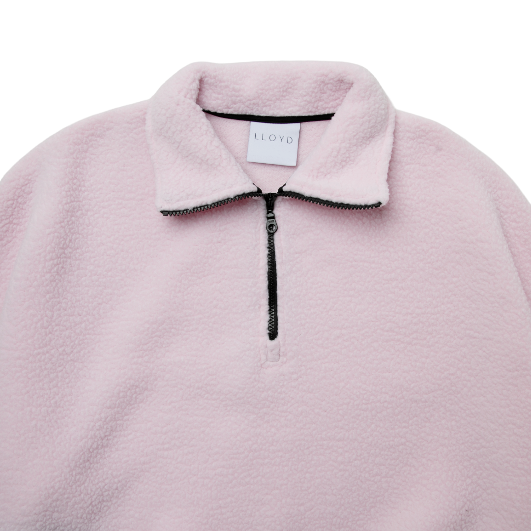 FLEECE HALF-ZIP PULLOVER — ROMI PINK