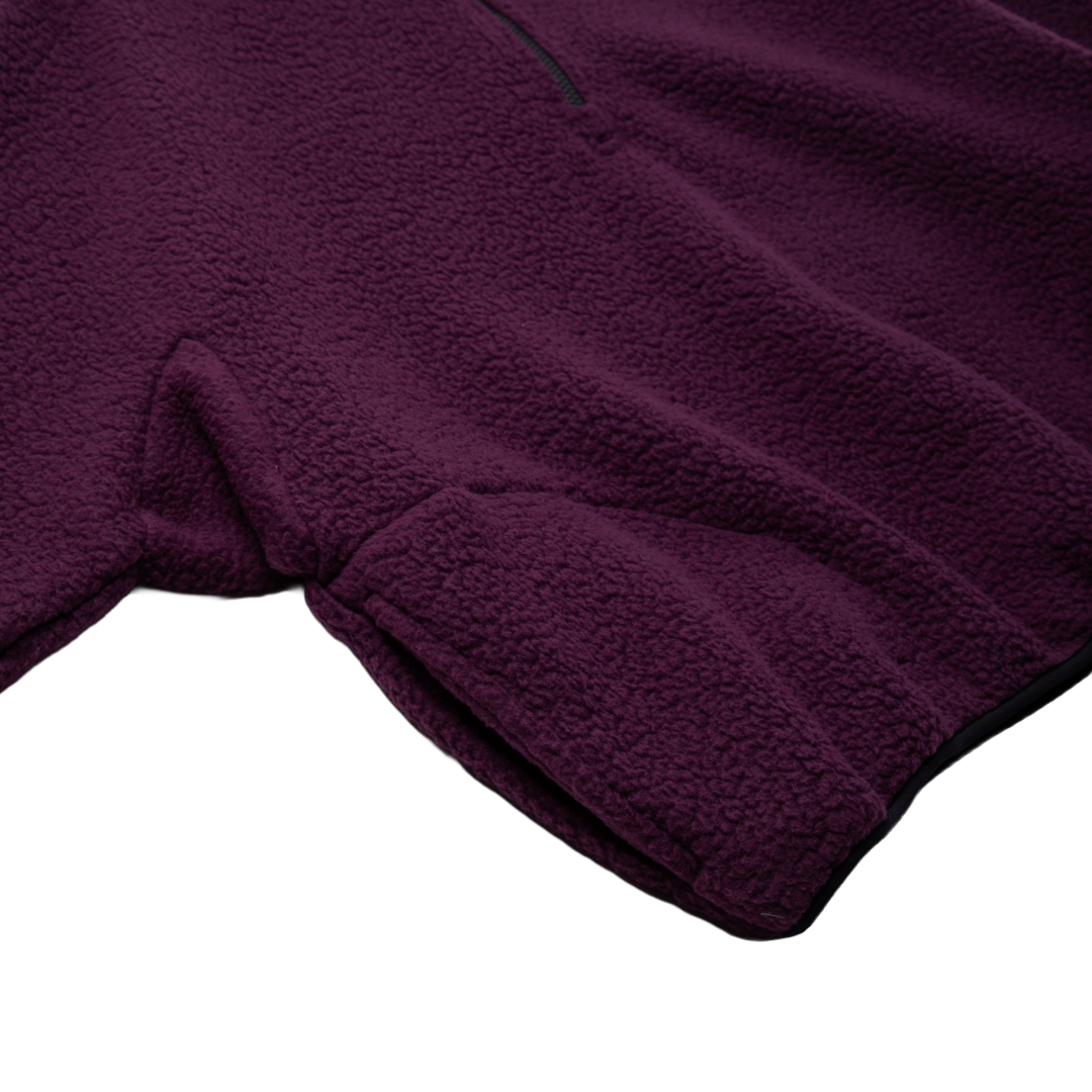 FLEECE HALF-ZIP PULLOVER — PLUM