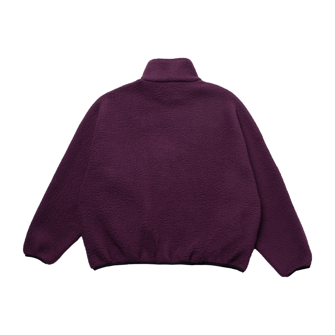 FLEECE HALF-ZIP PULLOVER — PLUM